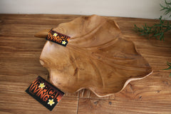 NEW Balinese Quality TEAK Wood Hand Crafted Leaf Platter - Carved Bali Platter