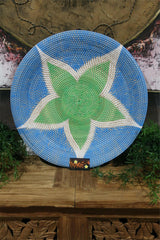 NEW Bali Woven Rattan Platter with Motif - Balinese Woven Rattan Wall Art 60cm