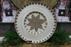 NEW Bali Woven Rattan Platter with Motif - Balinese Woven Rattan Wall Art 70cm