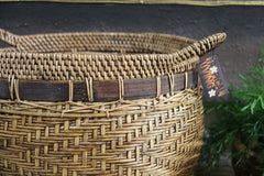 New Balinese Hand Woven Bamboo w/Rattan Trim Open Basket - Bali Basket