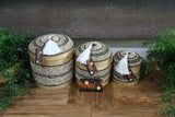 NEW Balinese Bamboo Fully Beaded w/shell trim Basket with Lid - LARGE