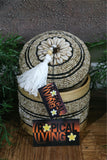 NEW Balinese Bamboo Fully Beaded w/shell trim Basket with Lid - MEDIUM