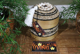 NEW Balinese Bamboo Fully Beaded w/shell trim Basket with Lid - SMALL