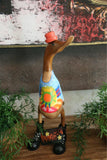 NEW L Balinese Hand Carved Wooden Hippy Duck - Bali Rice Paddy Hippy Duck