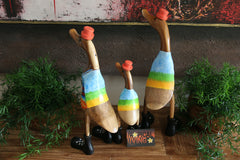 NEW S Balinese Hand Carved Wooden Hippy Duck - Bali Rice Paddy Hippy Duck