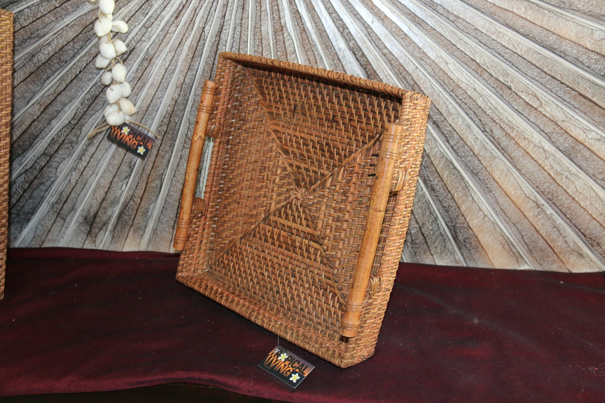 New Balinese Hand Woven Open Rattan Basket  / Tray - 3 sizes - 2 colours...