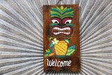 NEW Hand Crafted & Carved TIKI WELCOME Sign - Tropical Island Bali Bar Sign