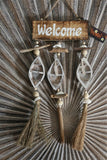 NEW Balinese Timber WELCOME Sign w/3 Row Boats/Pebbles/Driftwood