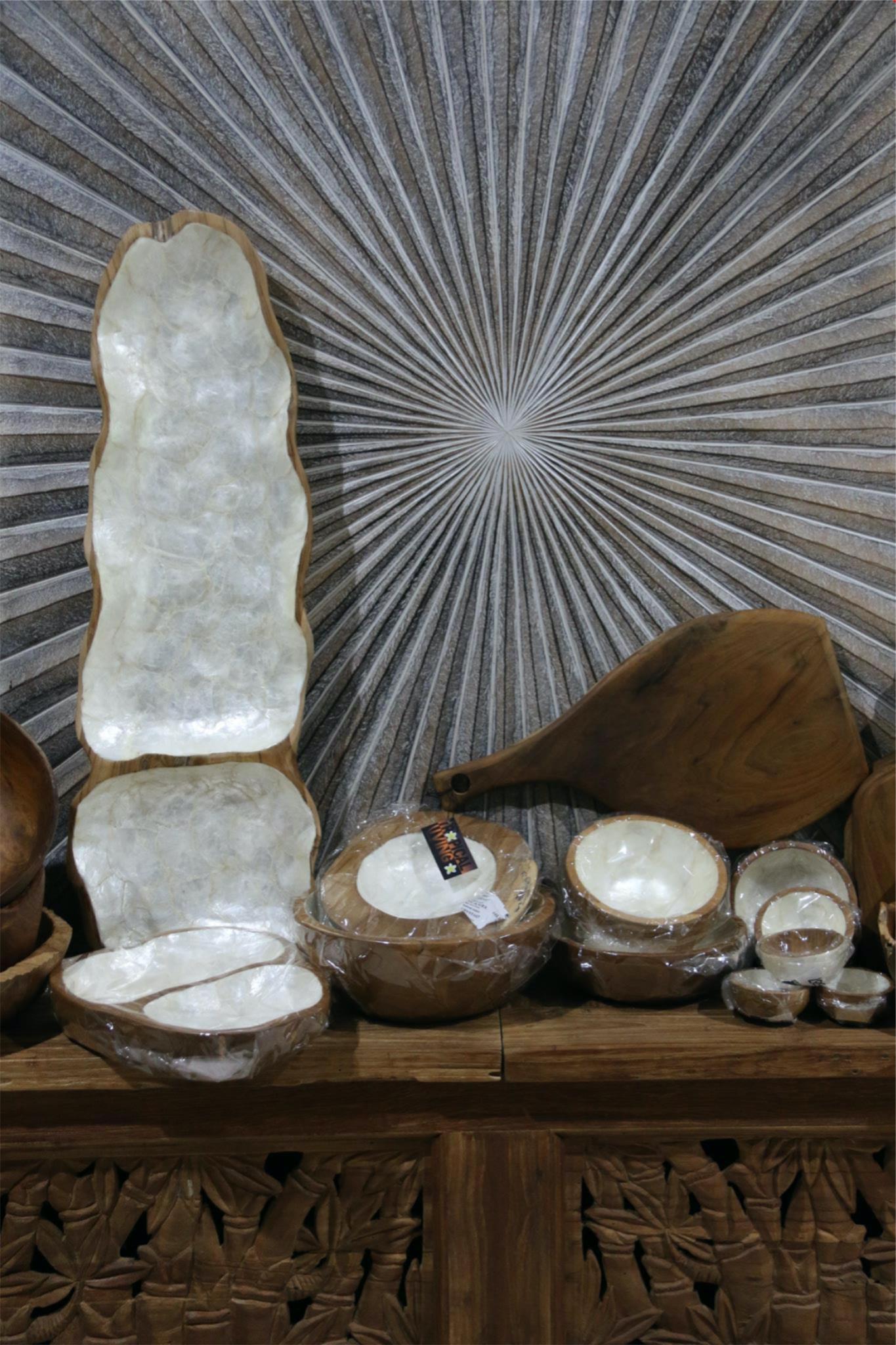 Balinese Hand Crafted Teak & Capiz Shell Pineapple Bowl - Bali Pineapple Plate