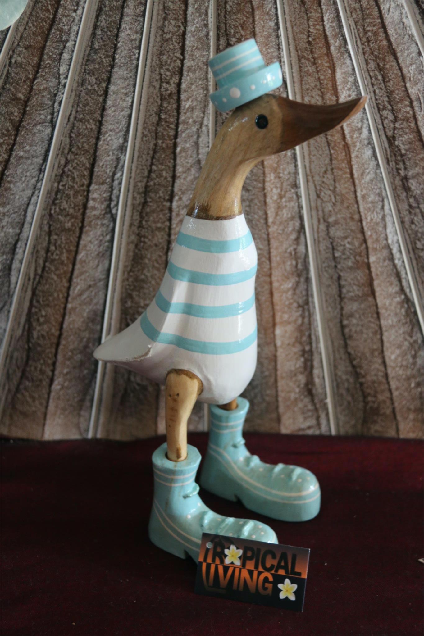 Balinese Hand Crafted Wooden Rice Paddy Duck with Hat & Shoes!! 5 Colours!! 25cm