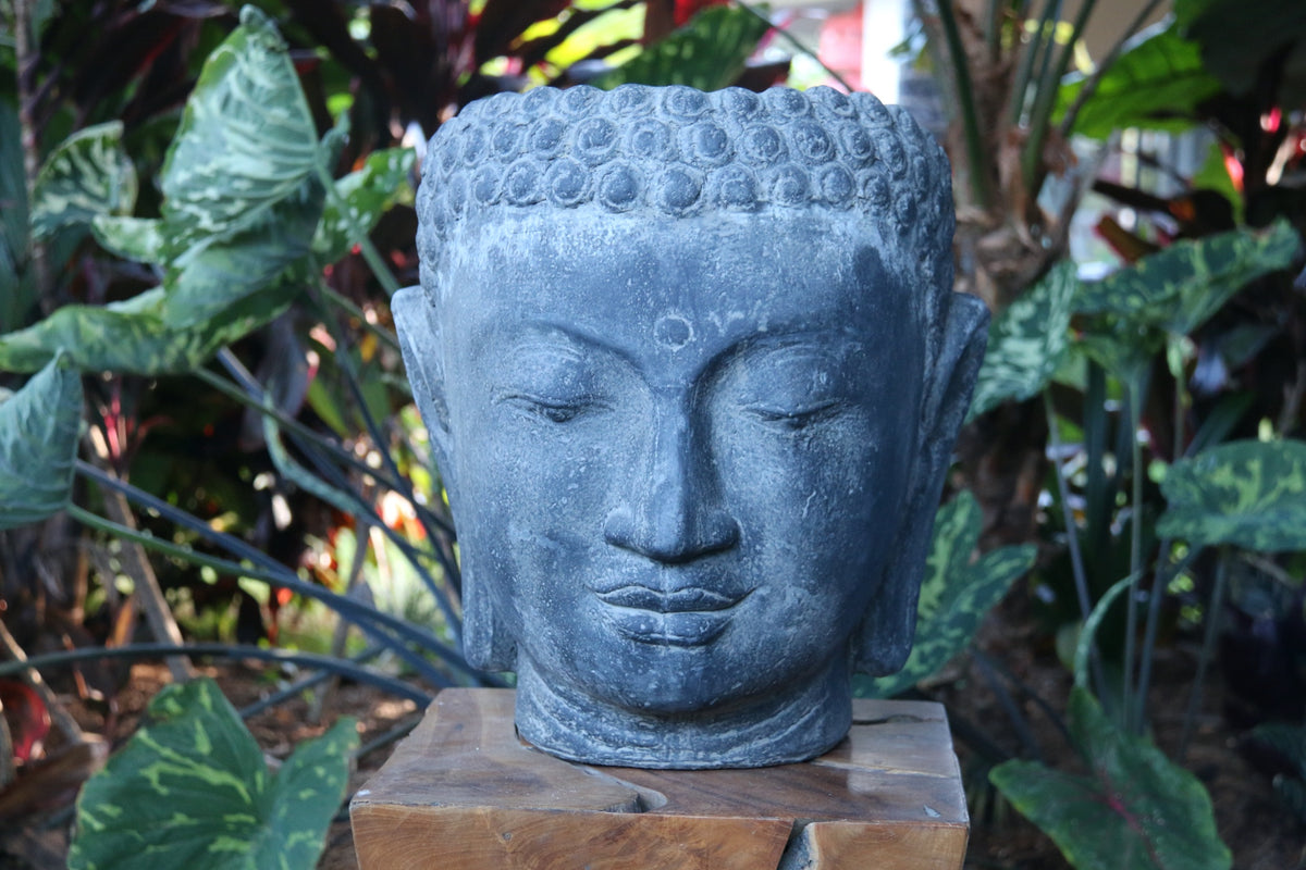 New Balinese Cast Concrete Buddha Head Pot - 2 Colours Available - GORGEOUS!!