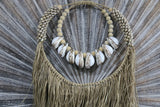 NEW Hand Crafted Balinese Shell / Grass Tribal Neck Piece on Stand