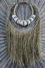 NEW Hand Crafted Balinese Shell / Grass Tribal Neck Piece on Stand