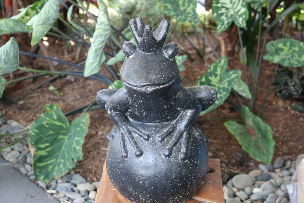 NEW Balinese Frog with Crown Water Feature or Statue - Bali Frog Sculpture