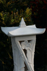 NEW Balinese Hand Carved Limestone Lantern - Bali Frangipani Garden Lantern 60cm