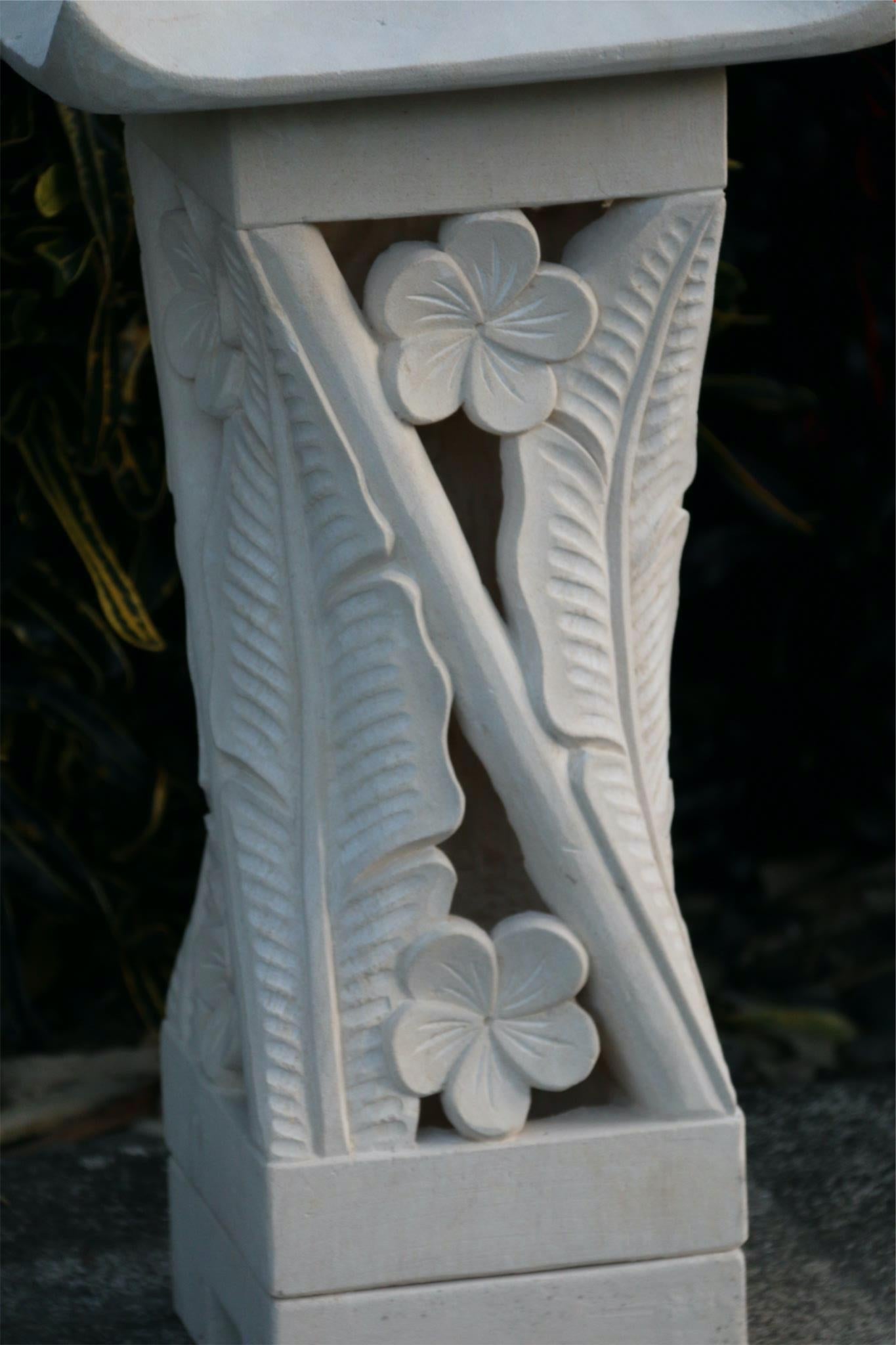 NEW Balinese Hand Carved Limestone Lantern - Bali Frangipani Garden Lantern 60cm