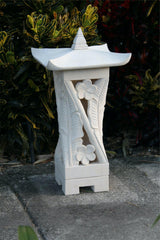 NEW Balinese Hand Carved Limestone Lantern - Bali Frangipani Garden Lantern 60cm