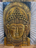 Balinese Hand Carved Wood Hinged Buddha Wall Panel - Bali Buddha Wall Panel 1m
