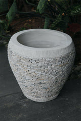 Balinese Hand Crafted & Inlaid Marble Chip Pot - Bali Feature Pot - Bali Garden