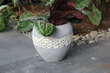NEW Balinese Hand Crafted & Inlaid Pebble Trim Feature Pot - Bali Feature Pot