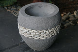 NEW Balinese Hand Crafted & Inlaid Pebble Trim Feature Pot - Bali Feature Pot