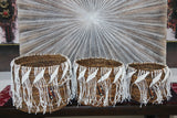 NEW Balinese Hand Woven Open Basket with macrame trim - S