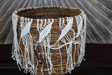 NEW Balinese Hand Woven Open Basket with macrame trim - L