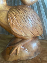 NEW Balinese Hand Carved & Crafted Suar Wood Pelican Sculpture AMAZING