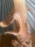 NEW Balinese Hand Carved & Crafted Suar Wood Manta Ray on Coral Sculpture