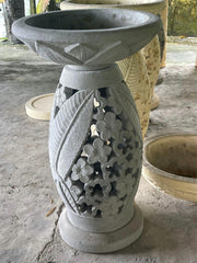 Balinese Frangipani Hand Crafted Bird Bath - Bali Garden Art - Bali Bird Bath