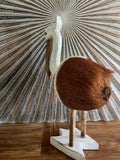NEW Balinese Hand Carved Wood & Coconut Pelican Sculpture - Wooden Bali Pelican