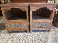 Set of 2 Beautifully  Hand Carved & Crafted TEAK WOOD Balinese Bedside Tables