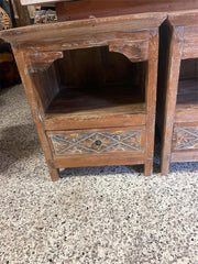 Set of 2 Beautifully  Hand Carved & Crafted TEAK WOOD Balinese Bedside Tables