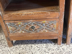 Set of 2 Beautifully  Hand Carved & Crafted TEAK WOOD Balinese Bedside Tables