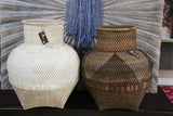 New Balinese Hand Woven Open Basket / Bali Belly Vase Style Basket