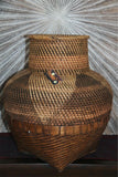 New Balinese Hand Woven Open Basket / Bali Belly Vase Style Basket