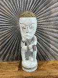 NEW Balinese Hand Carved Timber Primitive Thinker Statue / Sculpture - 60cm tall