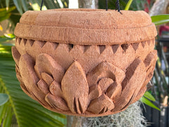 NEW Balinese Hand Crafted & Carved Coconut Hanging Pots - Bali Coconut Pot