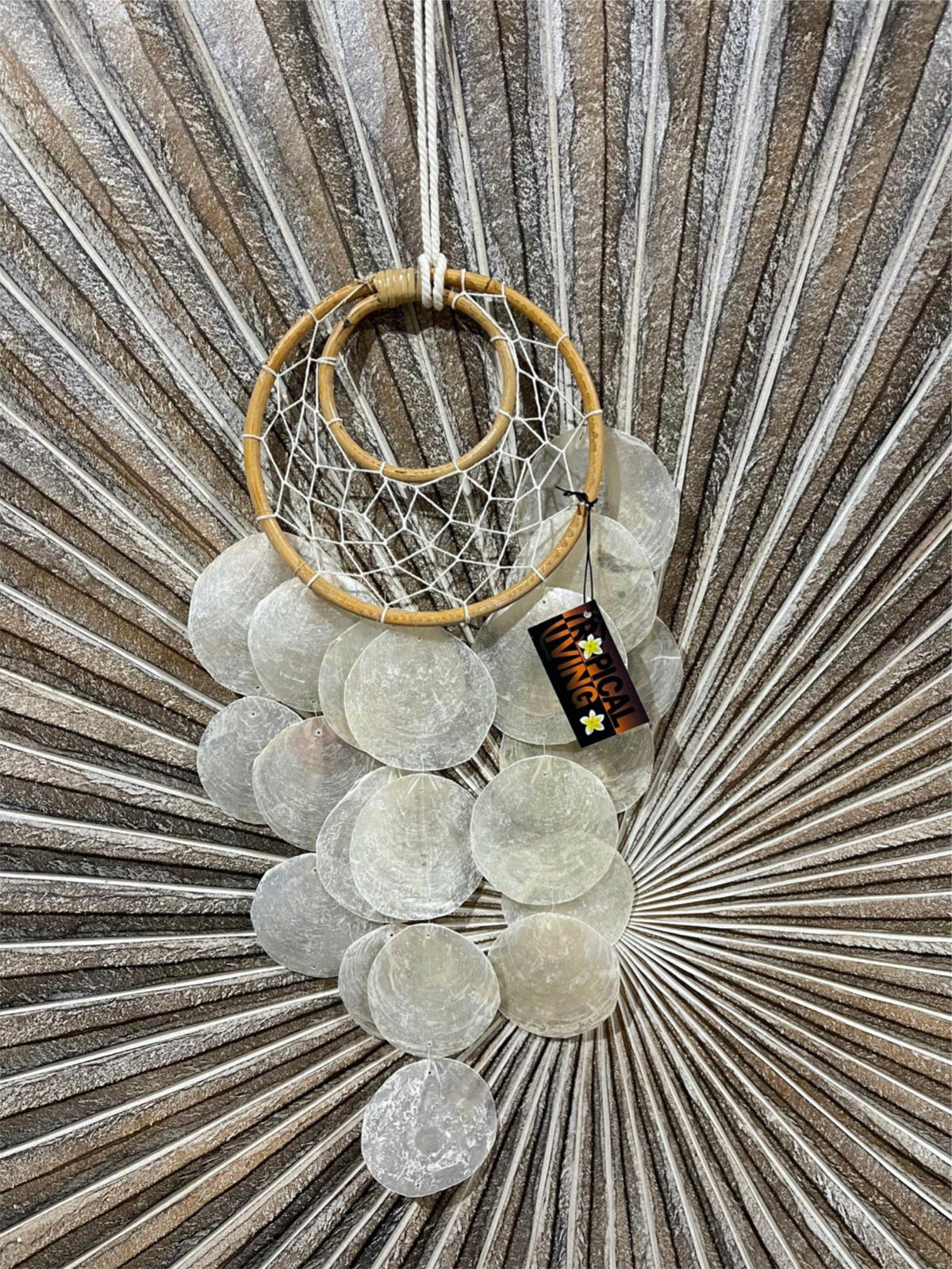 NEW Balinese Handmade Dream Catcher with Capiz Shell Trim - Bali Dream Catch