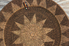 NEW Bali Woven Rattan Platter with Motif - Balinese Woven Rattan Wall Art 60cm