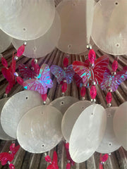 NEW Balinese Bamboo Bar Capiz Shell & Butterfly Windchime / Mobile - So Pretty!!