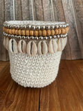 NEW Balinese Handmade Crochet Open Baskets with Shell Trim