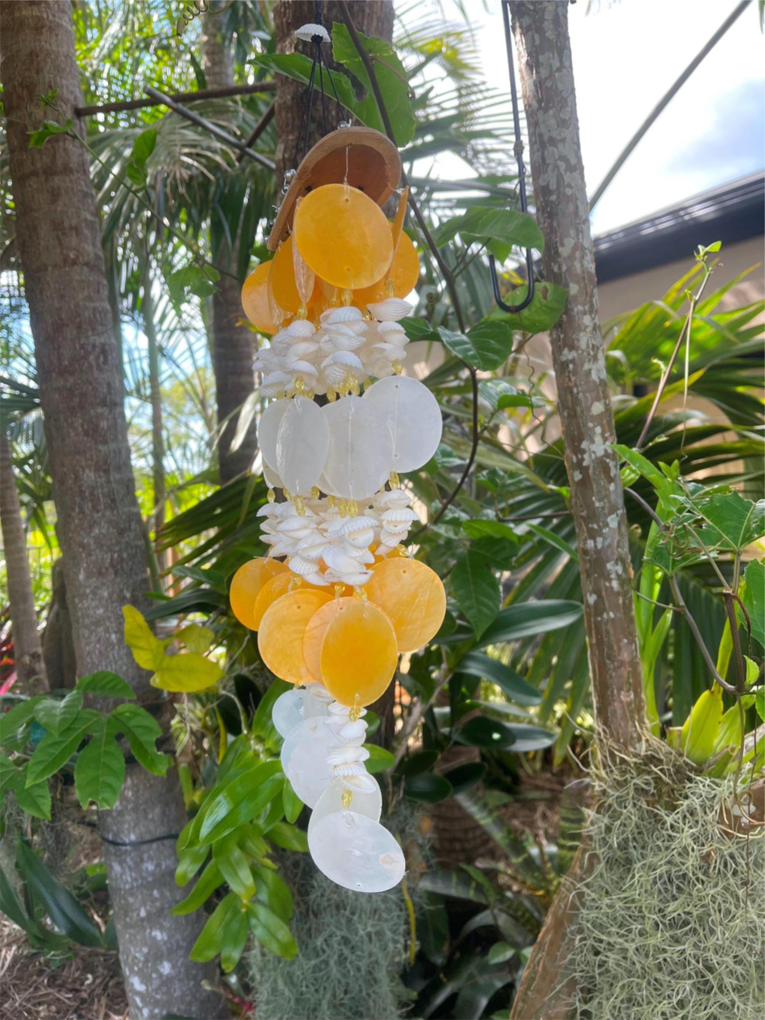 NEW Balinese Capiz & Natural Shell Windchime / Mobile - Bamboo Top Bali Chime