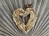 NEW Balinese Hand Crafted Driftwood w/Shell Trim Heart Hanger / Wall Art
