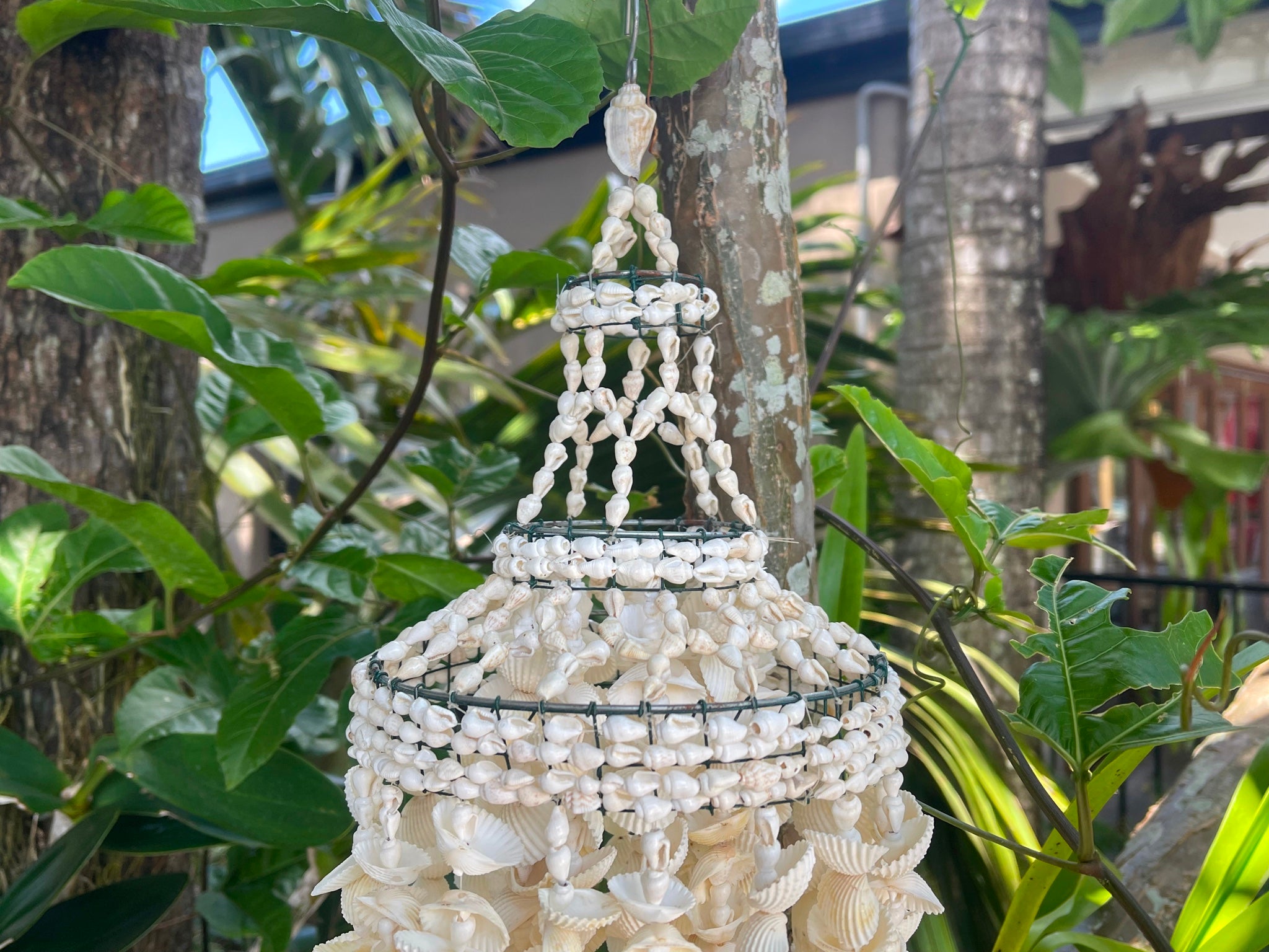 NEW Balinese Shell Hanging Decor or Mini Shell Pendant Light Shade - B ...