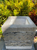 Balinese Hand Crafted & Inlaid Slate Pot w/Frangipani Carving - Bali Feature Pot