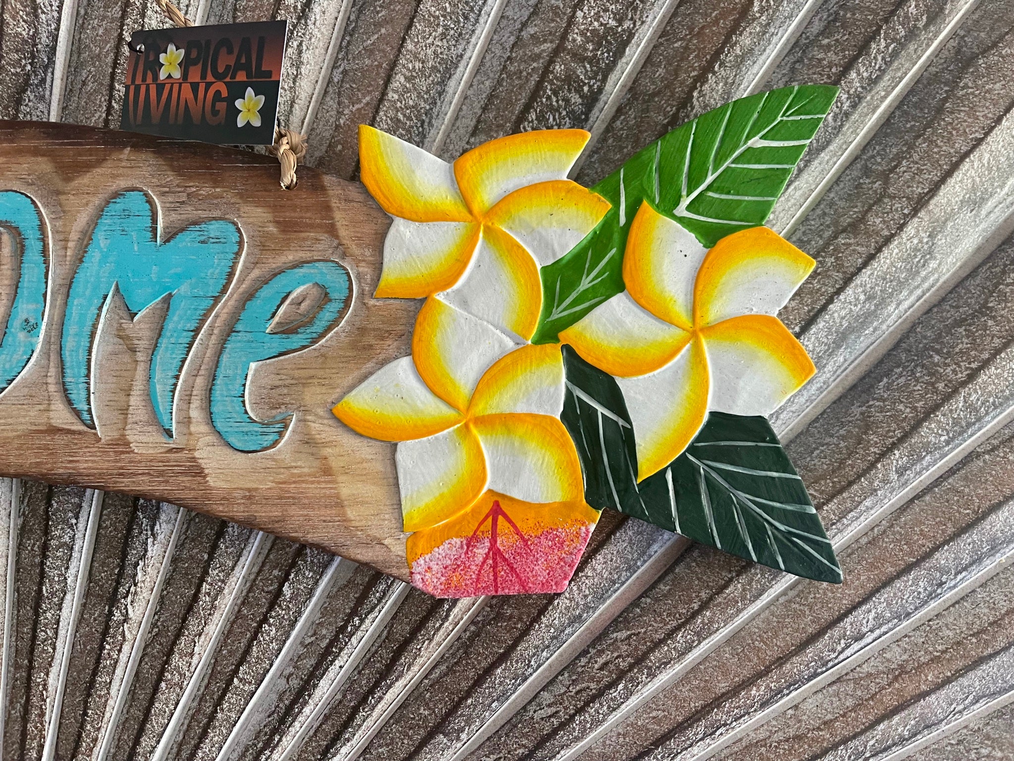 NEW Balinese Timber WELCOME Sign - Bali Frangipani Welcome Sign - 2 Colours/Tiki