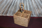 New Balinese Hand Woven Rattan 4 Compartment Caddy - Rattan Bali Basket