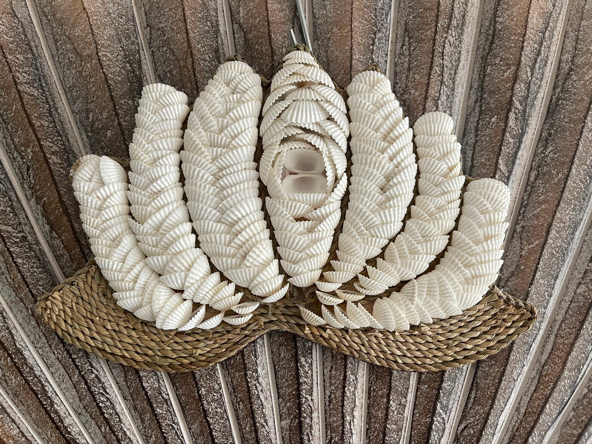 NEW Balinese Hand Crafted Shell Lotus Wall Art  - Bali Shell Lotus Wall Art S