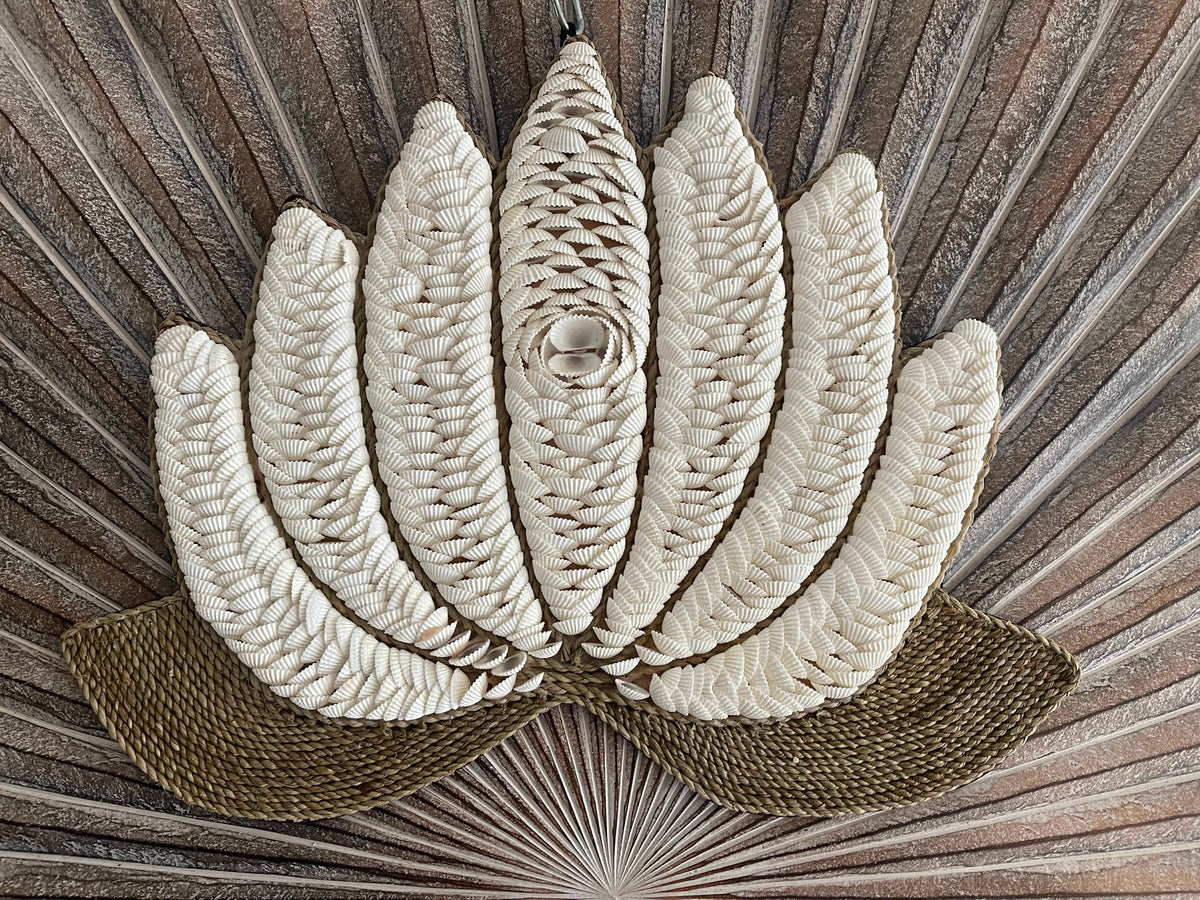 NEW Balinese Hand Crafted Shell Lotus Wall Art  - Bali Shell Lotus Wall Art L